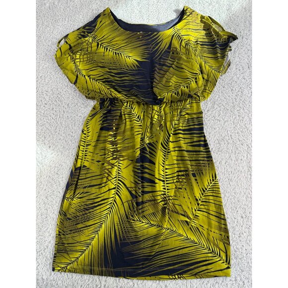 Womens Yellow & Black Palm Print Dress Valerie Bertinelli Size 8 NWT Polyester/S - Picture 4 of 13